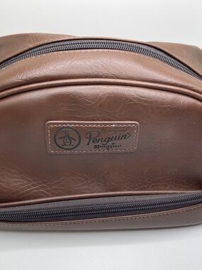 Penguin Men’s Brown Faux Leather Toiletry Bag